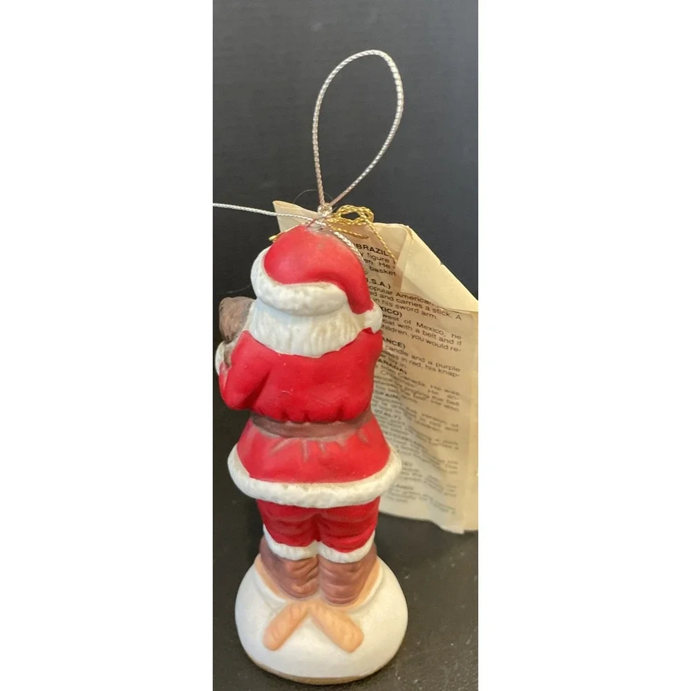 Vintage Old World Santa Figurine 1930 Canada Ceramic‎ Hanging Christmas Ornament